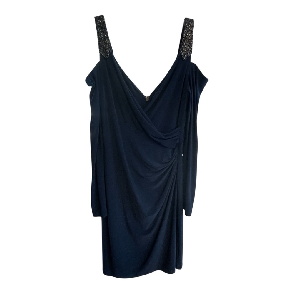 Ralph Lauren Blue Sheath Dress V-Neck Sleeveless Night Out